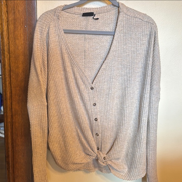Gray Button-Up Knit Cardigan - Picture 3 of 5